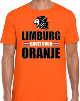 Bellatio Decorations Oranje EK/ WK fan shirt / kleding Limburg brult voor oranje voor heren 2XL - Feestshirts