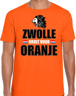 Bellatio Decorations Oranje EK/ WK fan shirt / kleding Zwolle brult voor oranje voor heren 2XL - Feestshirts