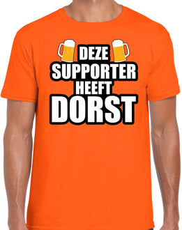 Bellatio Decorations Oranje fan bier shirt / kleding deze supporter heeft dorst heren XL - Feestshirts