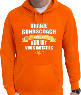 Bellatio Decorations Oranje fan hoodie / sweater met capuchon Holland de enige echte bondscoach EK/ WK voor heren 2XL - Feesttruien