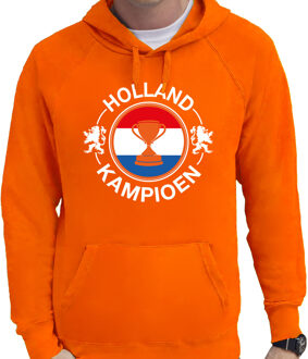 Bellatio Decorations Oranje fan hoodie / sweater met capuchon Holland Holland kampioen met beker EK/ WK voor heren 2XL - Feesttruien