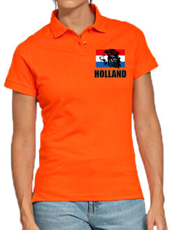 Bellatio Decorations Oranje fan poloshirt / kleding Holland met leeuw en vlag EK/ WK voor dames 2XL - Feestshirts