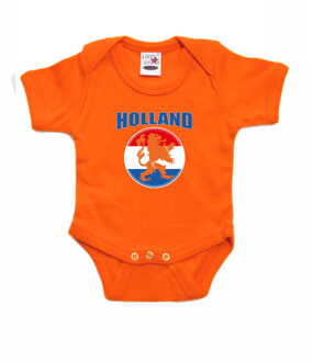 Bellatio Decorations Oranje fan romper voor babys - Holland met oranje leeuw - Nederland supporter - Koningsdag / EK / WK romper / outfit 56 (1-2 maanden)