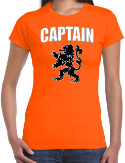 Bellatio Decorations Oranje fan shirt / kleding captain met oranje leeuw EK/ WK voor dames 2XL - Feestshirts