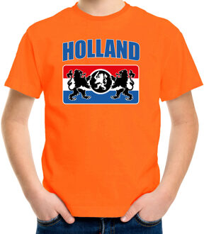 Bellatio Decorations Oranje fan shirt / kleding Holland met een Nederlands wapen Koningsdag / EK / WK voor kinderen L (146-152) - Feestshirts