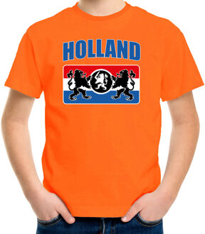 Bellatio Decorations Oranje fan shirt / kleding Holland met een Nederlands wapen Koningsdag / EK / WK voor kinderen XS (110-116) - Feestshirt