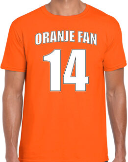 Bellatio Decorations Oranje fan shirt / kleding Oranje fan nummer 14 voor EK/ WK voor heren 2XL - Feestshirts