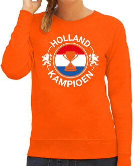 Bellatio Decorations Oranje fan sweater / trui Holland Holland kampioen met beker EK/ WK voor dames 2XL - Feesttruien