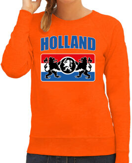 Bellatio Decorations Oranje fan sweater / trui Holland met een Nederlands wapen EK/ WK voor dames 2XL - Feesttruien