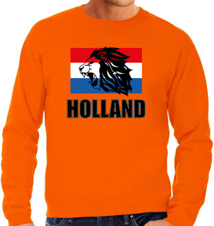 Bellatio Decorations Oranje fan sweater / trui Holland met leeuw en vlag EK/ WK voor heren 2XL - Feesttruien