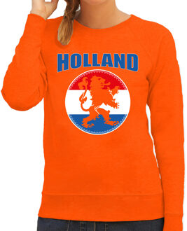 Bellatio Decorations Oranje fan sweater / trui Holland met oranje leeuw EK/ WK voor dames 2XL - Feesttruien