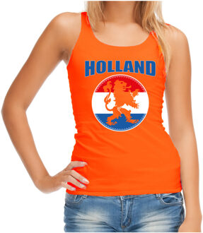 Bellatio Decorations Oranje fan tanktop / kleding Holland met oranje leeuw EK/ WK voor dames L - Feestshirts