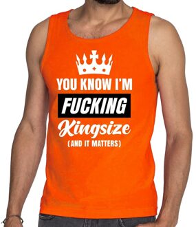 Bellatio Decorations Oranje Fucking Kingsize tanktop / mouwloos shirt - Singlet voor heren - Koningsdag kleding 2XL