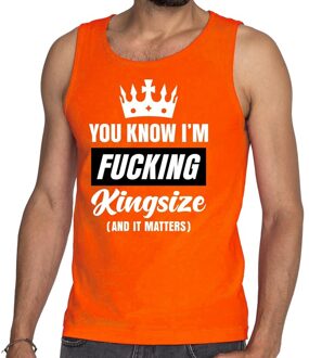 Bellatio Decorations Oranje Fucking Kingsize tanktop / mouwloos shirt voor