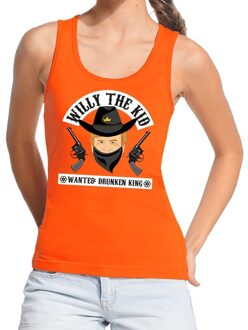 Bellatio Decorations Oranje fun tanktop / mouwloos shirt Willy the Kid voor dames -  Koningsdag kleding L