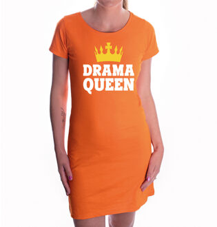 Bellatio Decorations Oranje fun tekst jurkje - Drama Queen - oranje kleding voor dames - Koningsdag jurk L