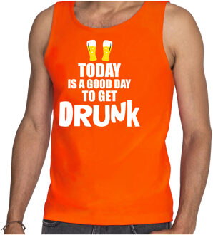 Bellatio Decorations Oranje good day to get drunk bier tanktop / mouwloos Koningsdag t-shirt voor heren XL - Feestshirts