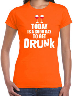 Bellatio Decorations Oranje good day to get drunk shirt - Koningsdag t-shirt voor dames XL - Feestshirts