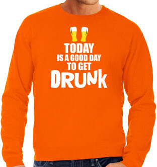 Bellatio Decorations Oranje good day to get drunk sweate - Koningsdag trui voor heren L - Feesttruien