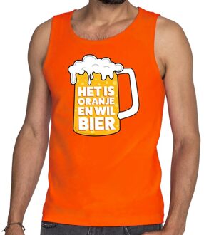 Bellatio Decorations Oranje Het is oranje en wil bier tanktop/mouwloos shirt heren 2XL