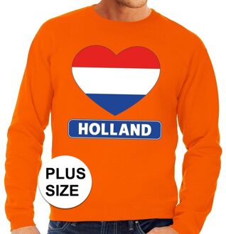 Bellatio Decorations Oranje Holland hart vlag grote maten sweater / trui heren