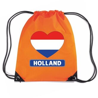 Bellatio Decorations Oranje Holland hart vlag rugzak