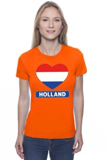 Bellatio Decorations Oranje Holland hart vlag shirt dames