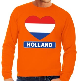 Bellatio Decorations Oranje Holland hart vlag sweater heren