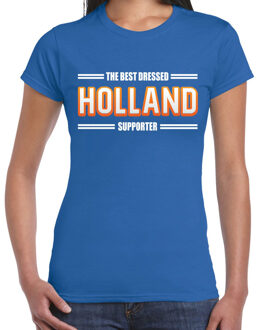 Bellatio Decorations Oranje / Holland Supporter t-shirt blauw voor dames