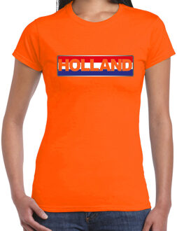 Bellatio Decorations Oranje / Holland supporter t-shirt / shirt Holland banner oranje voor dames - Nederlands elftal fan shirt / kleding / Holland supporter 2XL