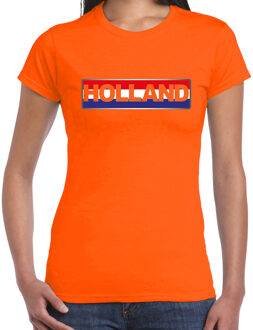 Bellatio Decorations Oranje / Holland supporter t-shirt / shirt Holland banner oranje voor dames
