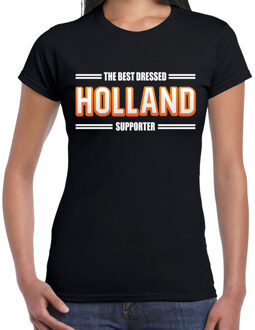 Bellatio Decorations Oranje / Holland Supporter t-shirt zwart - The best dressed Holland supporter voor dames - Nederlands elftal fan shirt / kleding L