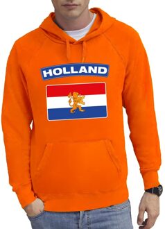 Bellatio Decorations Oranje Holland vlag hooded sweater heren 2XL (EU 56) - Feesttruien
