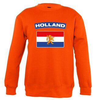 Bellatio Decorations Oranje Holland vlag print sweater - voor kinderen - Oranje Koningsdag en supporter kleding