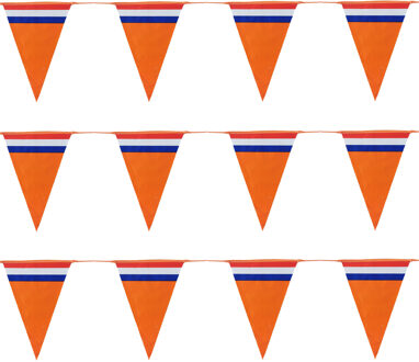 Bellatio Decorations Oranje Holland vlaggenlijnen - 3x stuks van 10 meter