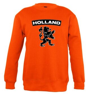 Bellatio Decorations Oranje Holland zwarte leeuw trui jongens en meisjes 118/128 (7-8 jaar) - Feesttruien