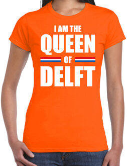 Bellatio Decorations Oranje I am the Queen of Delft t-shirt - Koningsdag shirt voor dames 2XL - Feestshirts