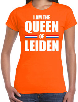 Bellatio Decorations Oranje I am the Queen of Leiden t-shirt - Koningsdag shirt voor dames 2XL - Feestshirts