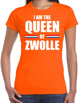 Bellatio Decorations Oranje I am the Queen of Zwolle t-shirt - Koningsdag shirt voor dames 2XL - Feestshirts