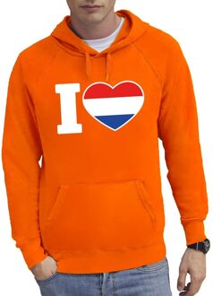 Bellatio Decorations Oranje I love Holland hooded sweater heren 2XL (EU 56) - Feesttruien