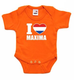 Bellatio Decorations Oranje I love Maxima rompertje baby 56 (1-2 maanden)