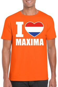 Bellatio Decorations Oranje I love Maxima shirt heren
