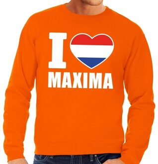 Bellatio Decorations Oranje I love Maxima trui heren 2XL - Feesttruien