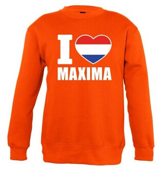 Bellatio Decorations Oranje I love Maxima trui jongens en meisjes 106/116 (5-6 jaar) - Feesttruien