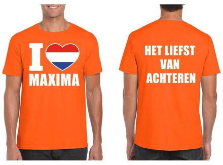 Bellatio Decorations Oranje I love Maxima van achteren shirt heren