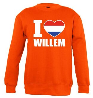 Bellatio Decorations Oranje I love Willem trui jongens en meisjes 106/116 (5-6 jaar) - Feesttruien