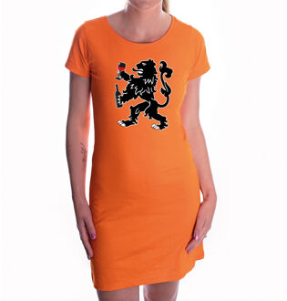 Bellatio Decorations Oranje jurkje wijn drinkende leeuw voor dames - Koningsdag / EK-WK kleding shirts L