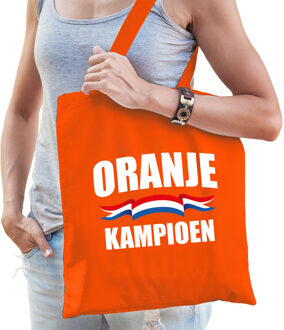 Bellatio Decorations Oranje kampioen supporter tas oranje voor dames en heren - EK/ WK voetbal / Koningsdag - Feest Boodschappentassen