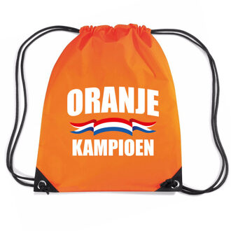 Bellatio Decorations Oranje kampioen voetbal rugzakje / sporttas met rijgkoord oranje