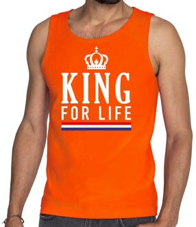 Bellatio Decorations Oranje King for life tanktop / mouwloos shirt - Singlet voor heren - Koningsdag kleding 2XL